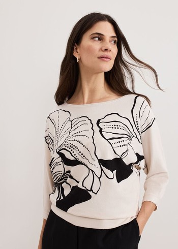 Phase Eight Poppie Studd Knitwear Black/White Australia | DX7983140